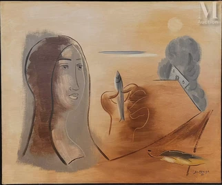 Léopold SURVAGE (Moscou 1879 - Paris 1968) — Femme au poisson, Tossa, Espagne
