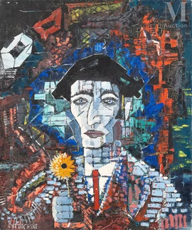 Portrait d’homme au béret et à la fleur
