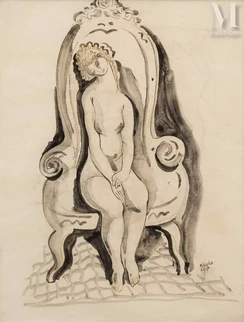 Modèle nu sur un fauteuil
