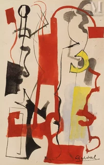 Composition rouge, jaune et noire