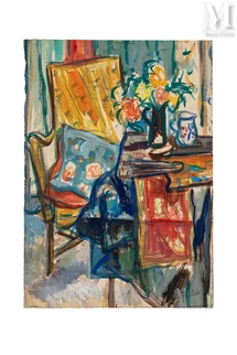 Intérieur à la chaise et au bouquet