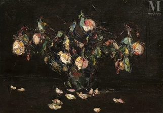 Bouquet de roses sur fond noir