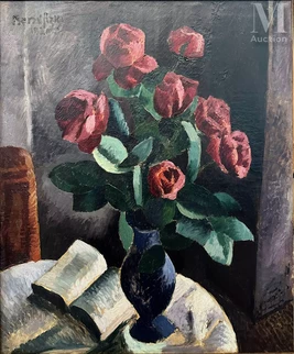 Nature morte aux roses et au livre