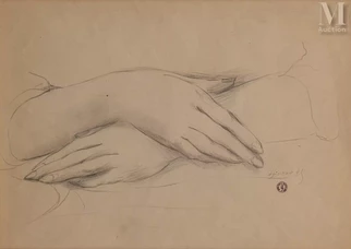 Etude de main, portrait de femme