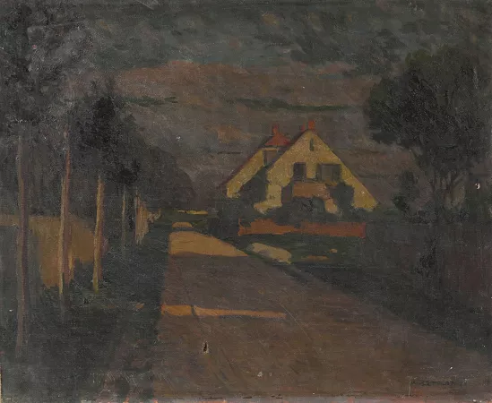 Route bordée d'arbres en Hongrie