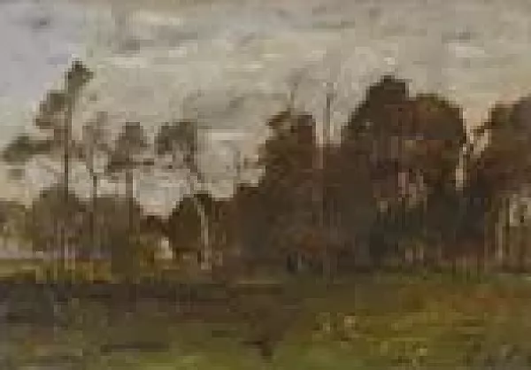 Paysage aux arbres et à la maison, Beilen