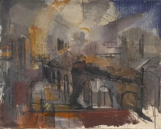 Passage du train dans la ville, effet de fumée et de lumière